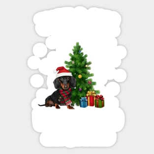 Christmas Santa Dachshund Xmas Tree Wiener Dog Lover Family Matching Sticker